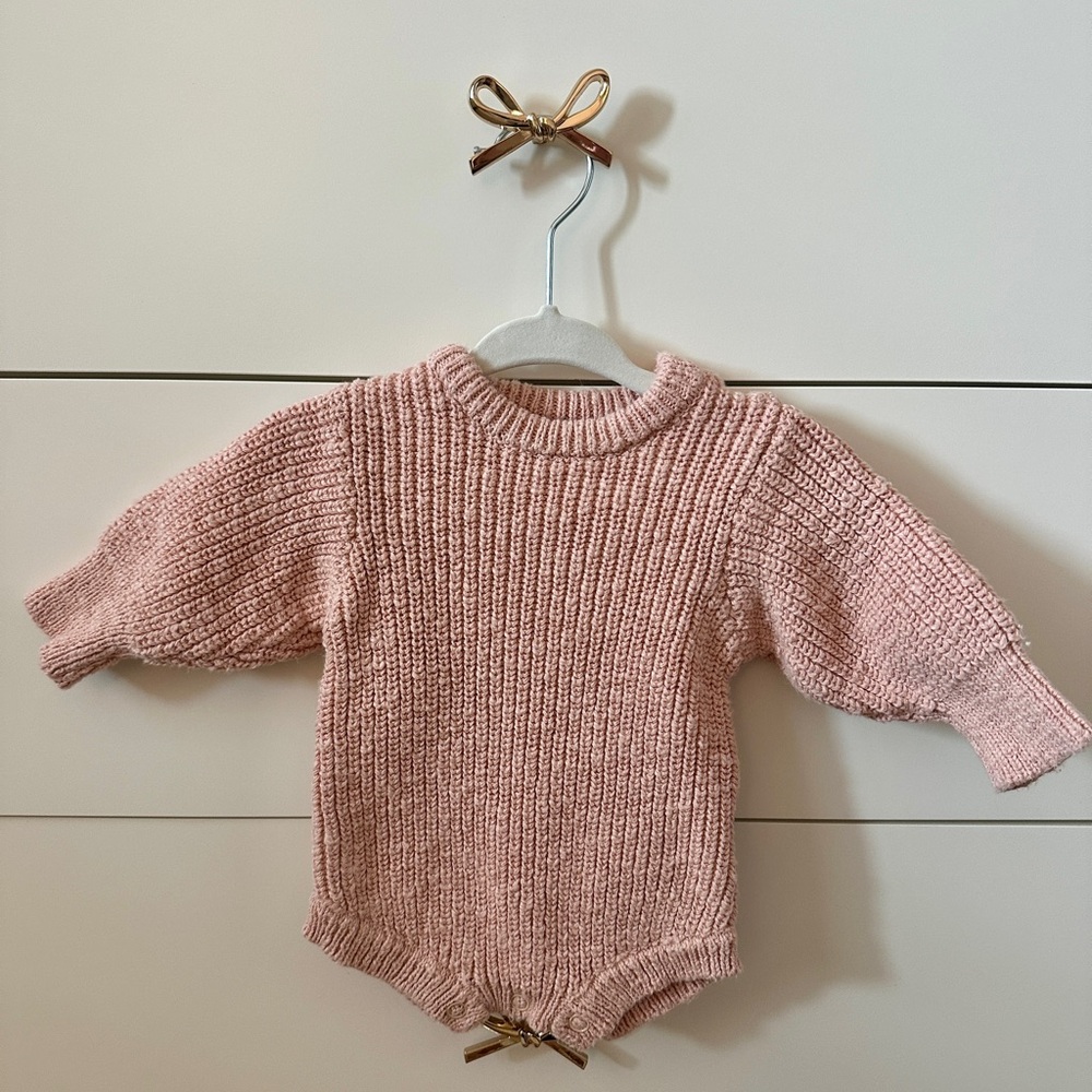 Blossom and Pear Chunky Knit Baby Romper NB